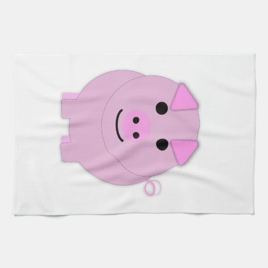 Rund-Pink-Schwein Geschirrtuch (Horizontal)