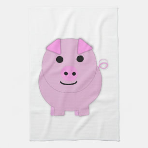 Rund-Pink-Schwein Geschirrtuch