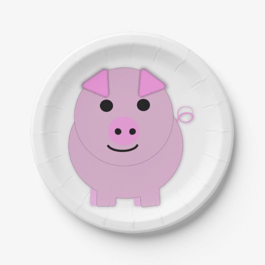 Rund-Pink-Schwein Pappteller (Vorderseite)