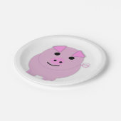 Rund-Pink-Schwein Pappteller (Schrägansicht)