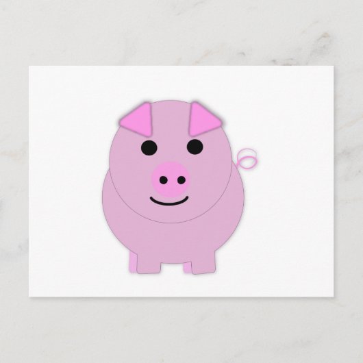 Rund-Pink-Schwein Postkarte (Vorderseite)