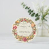 Rund/Platz Autumnal Kerker Erntedank Abendessen Einladung (Stehend Vorderseite)