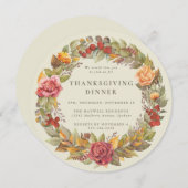 Rund/Platz Autumnal Kerker Erntedank Abendessen Einladung (Vorne/Hinten)