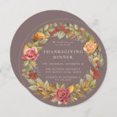 Rund/Platz Autumnal Kerker Erntedank Abendessen Einladung (Vorne/Hinten)
