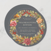 Rund/Platz Autumnal Kerker Erntedank Abendessen Einladung (Vorne/Hinten)