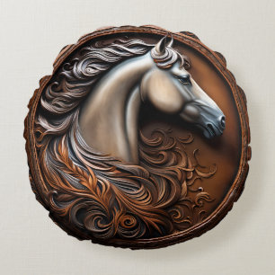 Rund Plush Accent Kissen mit Western Style Pferd