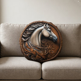 Rund Plush Accent Kissen mit Western Style Pferd