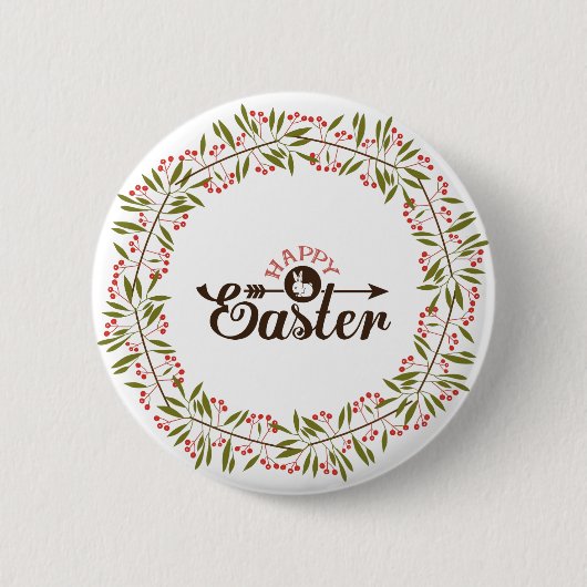 Rund rotes und grünes Blumenkränz mit sonniger Aus Button (Vorderseite)