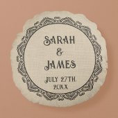 Rund rustikales Hochzeitskissen mit Namen Rundes Kissen