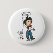 Rund sie oben! Cowboy-Strichmännchen-Knopf Button (Vorderseite)