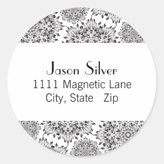 Rund Silver Flame Address Labels Runder Aufkleber (Vorderseite)