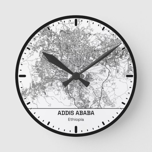 Rund Uhr Addis Ababa Clock City Linienkunst (Vorderseite)