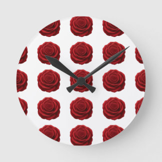 Rund Uhr - Rote Rosenblume