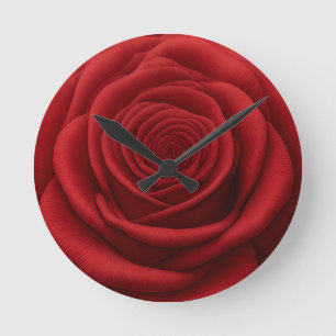 Rund Uhr - Rote Rosenblume