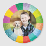 Rund um das Foto-Magnet des hellen Farbrads Magnet<br><div class="desc">Ein lustiges Geschenk für Freunde und Familie: Dieser farbenfrohe Regenbogenrahmen ist die perfekte Ergänzung zu jedem lustigen Foto.</div>