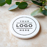 Rund um das Logo für das White Custom Business Getränkeuntersetzer<br><div class="desc">Ein beruflicher, individueller Untersetzer für Ihr Unternehmen mit Logo-Design-Bild auf einem runden Untersetzer aus Sandstein. Fügen Sie einfach Ihr Logo anstelle des schwarzen Platzhalters ein. Andere Formulierungen wie ein Slogan oder eine Website könnten auch per Anpassen hinzugefügt werden. Der weiße Hintergrund kann ebenfalls angepasst werden. Bitte kontaktieren Sie den Designer...</div>