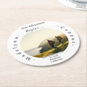 Rund um das Skript-Foto Save the Date Runder Pappuntersetzer (Angewinkelt)