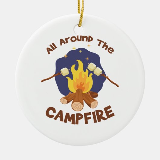 Rund um den Campfire Keramik Ornament (Vorne)