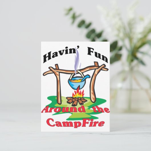 Rund um den Campfire Postkarte (Stehend Vorderseite)