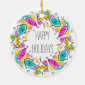 Rund um den Retro Tree Baubles Circle Holidays Keramikornament (Hinten)