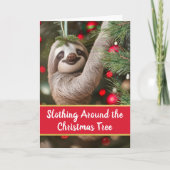 Rund um den Weihnachtsbaum mit Sloth Karte (Vorderseite)