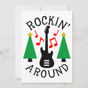Rund um den Weihnachtsbaum rocken Feiertagskarte