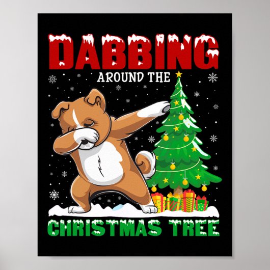 Rund um den Weihnachtsbaum Zuchon Dog Xmas Poster (Vorne)