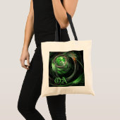 Rund um den Welt-Grüne-Abstrakt-Kunst-Monogram-Tas Tragetasche (Vorderseite (Produkt))