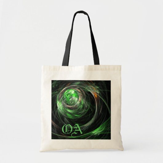 Rund um den Welt-Grüne-Abstrakt-Kunst-Monogram-Tas Tragetasche (Vorne)