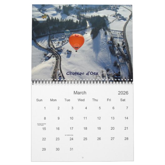 Rund um die Schweiz in 12 Monaten Kalender (Mär 2026)