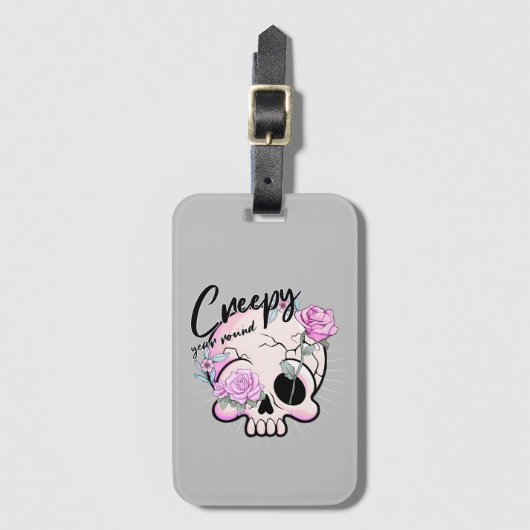 Rund um die Skull-Flora Pasta Gepäckanhänger (Vorderseite Vertikal)