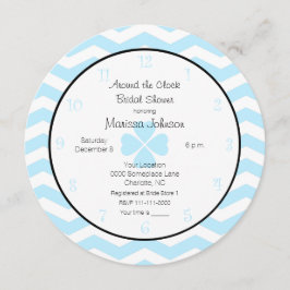 Rund um die Uhr Brautdusche Einladung in Blau