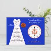 Rund um die Uhr Brautdusche Einladungen — blau (Stehend Vorderseite)