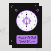 Rund um die Uhr: Brautdusche - Violett Einladung (Vorne/Hinten)
