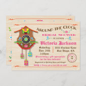 Rund um die Uhr Brautparty Folk Art Cuckoo Einladung (Vorne/Hinten)