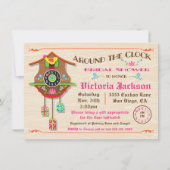 Rund um die Uhr Brautparty Folk Art Cuckoo Einladung (Vorderseite)