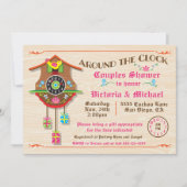 Rund um die Uhr Brautparty Folk Art Cuckoo Inv Einladung (Vorderseite)