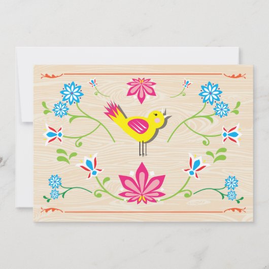 Rund um die Uhr Brautparty Folk Art Cuckoo Inv Einladung (Rückseite)