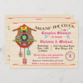 Rund um die Uhr Brautparty Folk Art Cuckoo Inv Einladung (Vorne/Hinten)