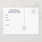 rund um die Welt: Reisepass Einladungspostkarte (Rückseite)
