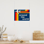 rund um die Welt Retrostreifen Poster (Küche)