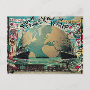Rund um die Welt Vintage Poster Kunst Postkarte