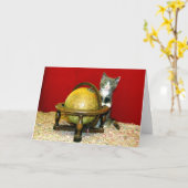 Rund um die Weltrettungskätzchen-Grußkarte Karte (Gelbe Blume)