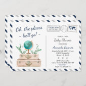 Rund um die World Travel Adventure Baby Shower Einladung (Vorne/Hinten)