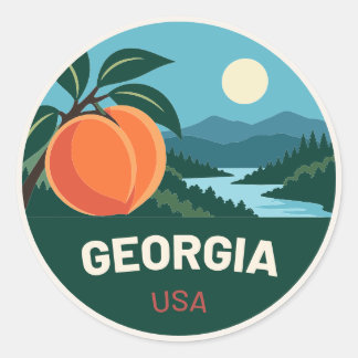Rund um Georgia USA – Vintage-Reiseaufkleber Runder Aufkleber