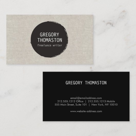 Rund-um-Logo auf Tan-Imitate-Leinen Visitenkarte (Vorne/Hinten)