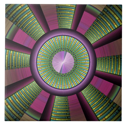 Rund und farbenfroh, modern dekoriert Fraktal Kuns Fliese (Vorderseite)