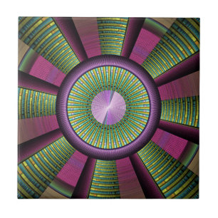 Rund und farbenfroh, modern dekoriert Fraktal Kuns Fliese