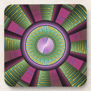 Rund und farbenfroh, modern dekoriert Fraktal Kuns Getränkeuntersetzer