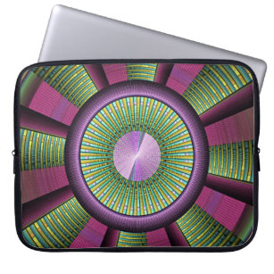 Rund und farbenfroh, modern dekoriert Fraktal Kuns Laptopschutzhülle